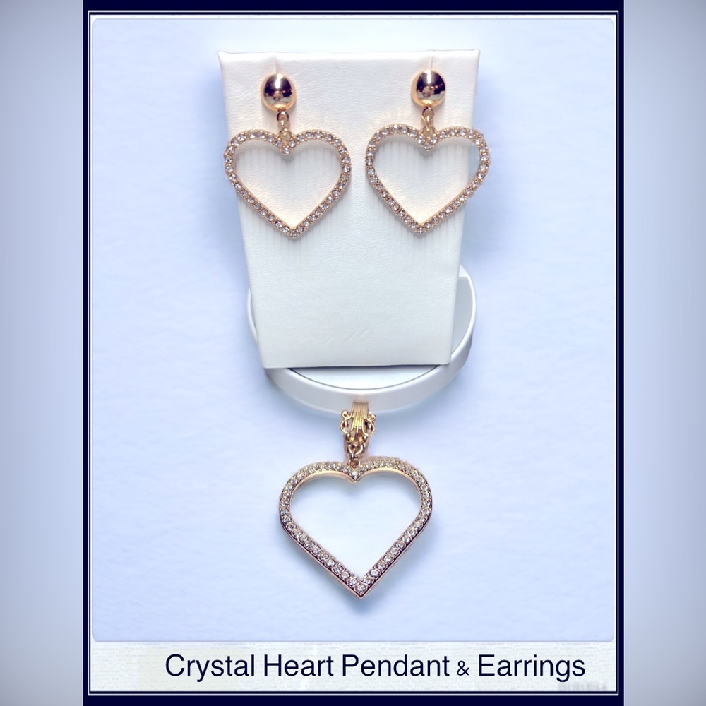 Crystal Heart Pendant & Earringd - Picture 5 of 5